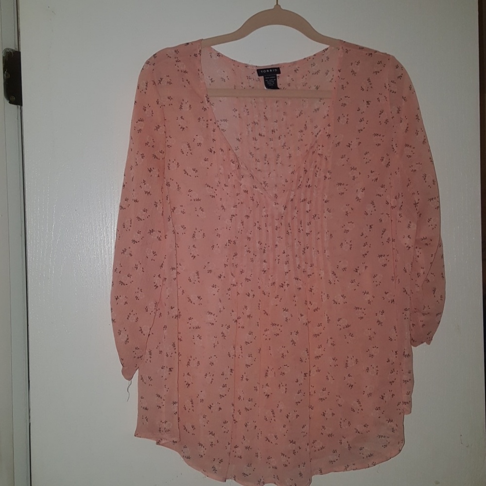 TORRID Floral Pintuck Top